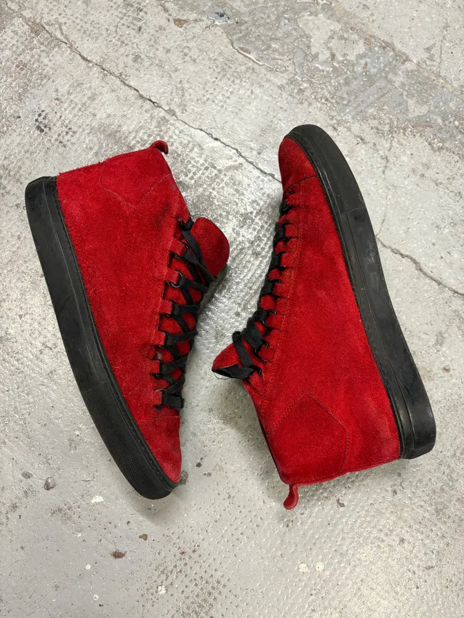 Balenciaga Arena Black & Red Suede Leather High Sneakers mMyQHyD 6