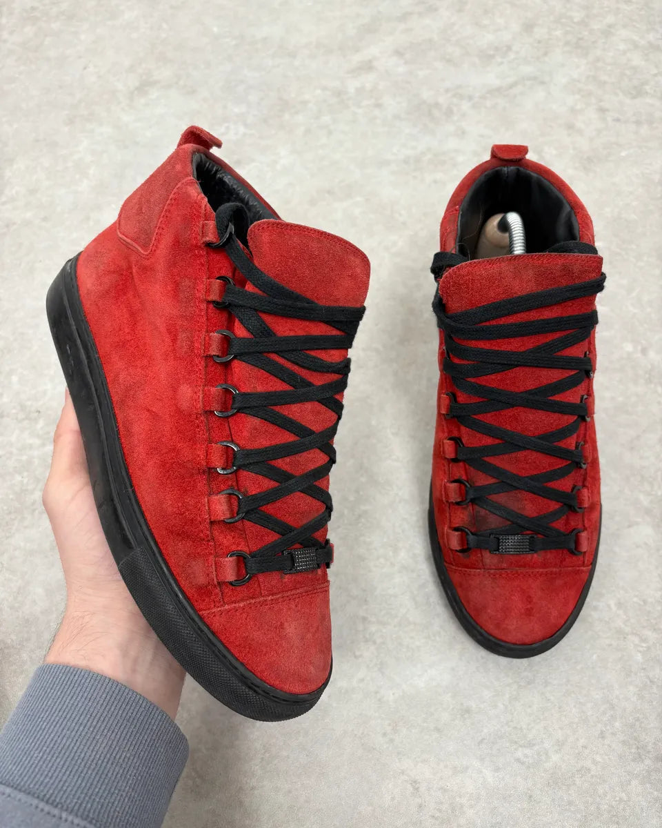 Balenciaga Arena Black & Red Suede Leather High Sneakers YiEFosG 0