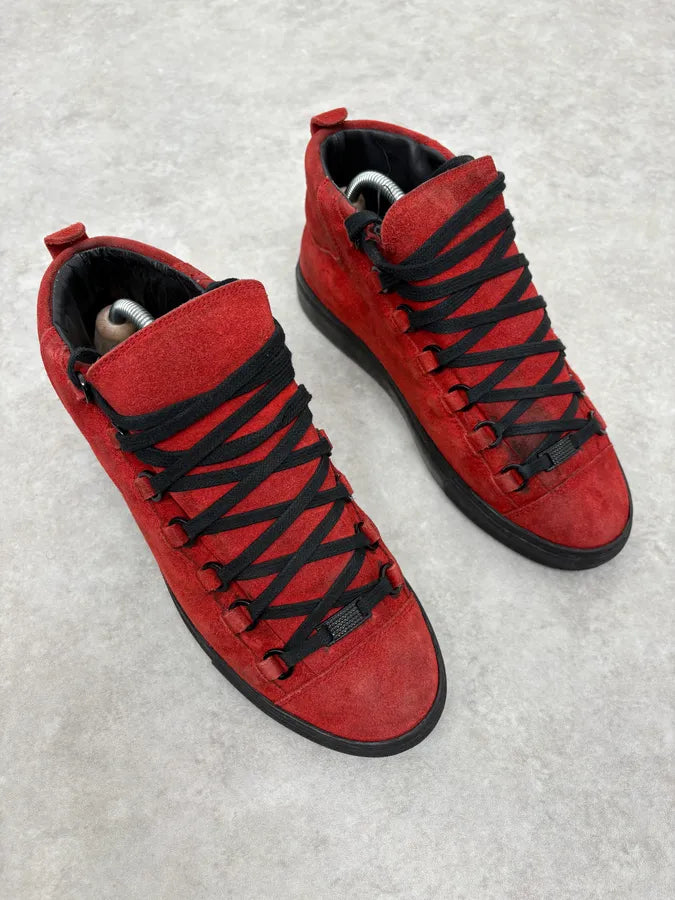 Balenciaga Arena Black & Red Suede Leather High Sneakers YiEFosG 3
