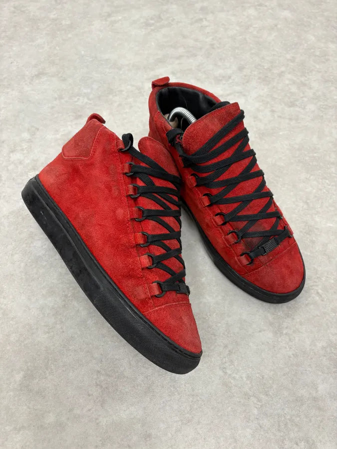 Balenciaga Arena Black & Red Suede Leather High Sneakers YiEFosG 4