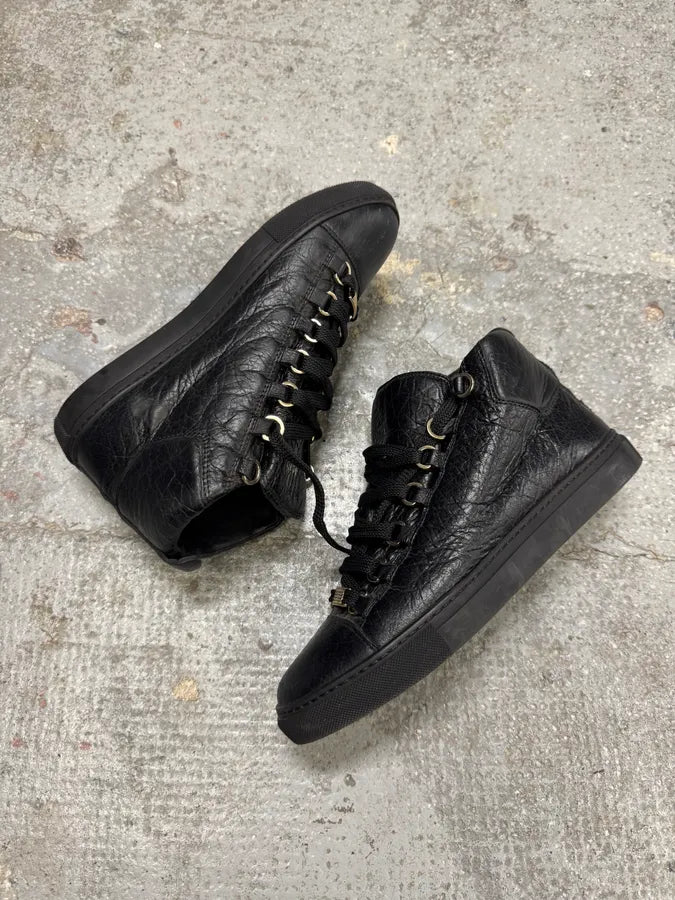 Balenciaga Arena Black Cracked Leather High Sneakers RdbuIwB 2