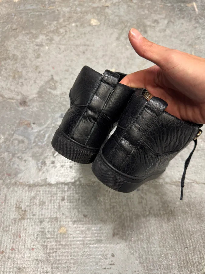 Balenciaga Arena Black Cracked Leather High Sneakers RdbuIwB 5