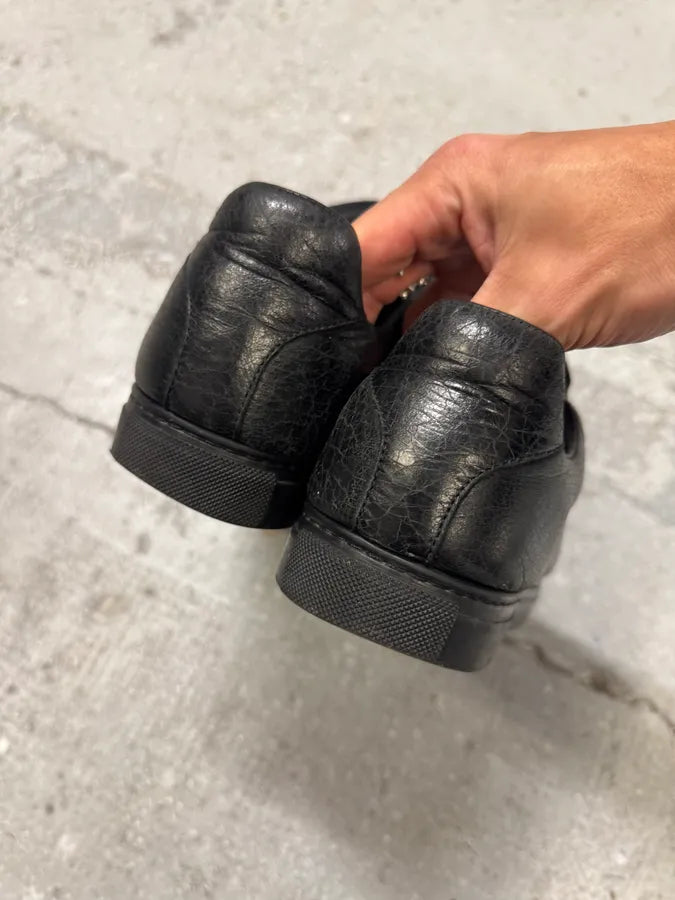 Balenciaga Arena Black Cracked Leather Low Sneakers (39.5eu/us6.5) 4