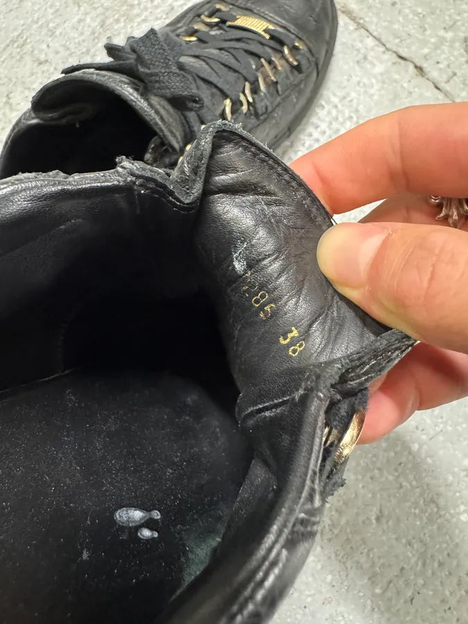 Balenciaga Arena Black Cracked Leather Low Sneakers (39.5eu/us6.5) 7