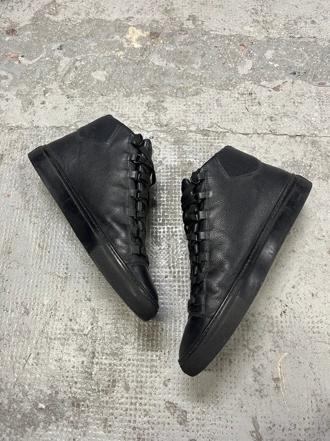 Balenciaga Arena Black Grain Leather High Sneakers ubLWaEr 4