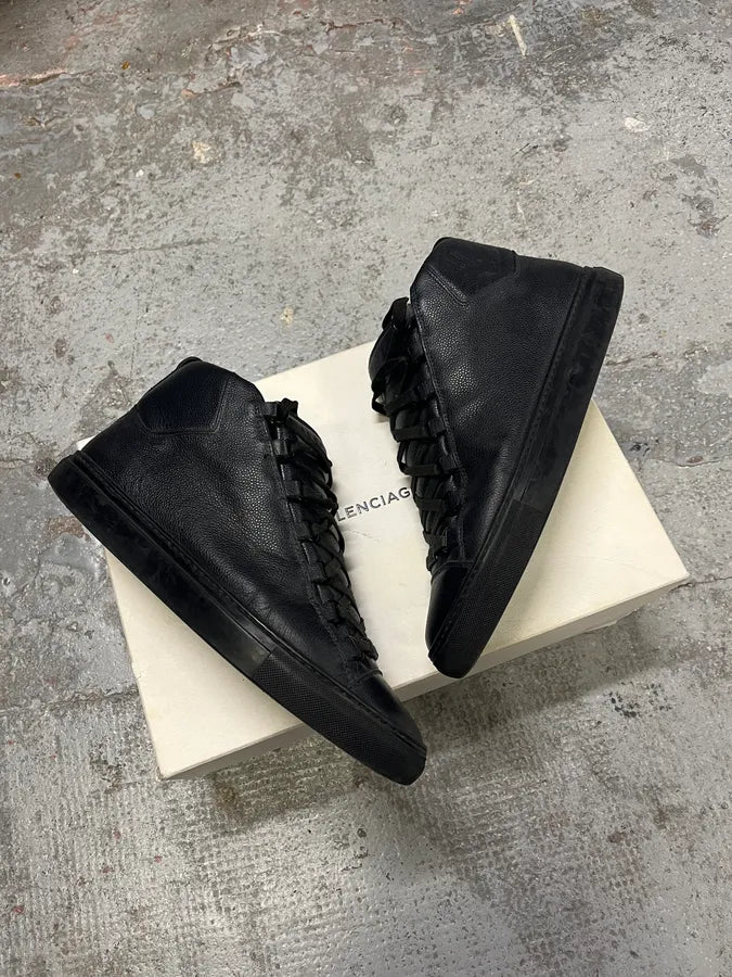 Balenciaga Arena Black Grain Leather High Sneakers ubLWaEr 9