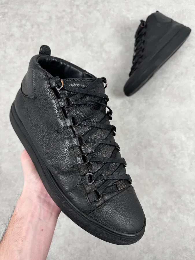 Balenciaga Arena Black Grained Leather High Sneakers TQJFHfs 0