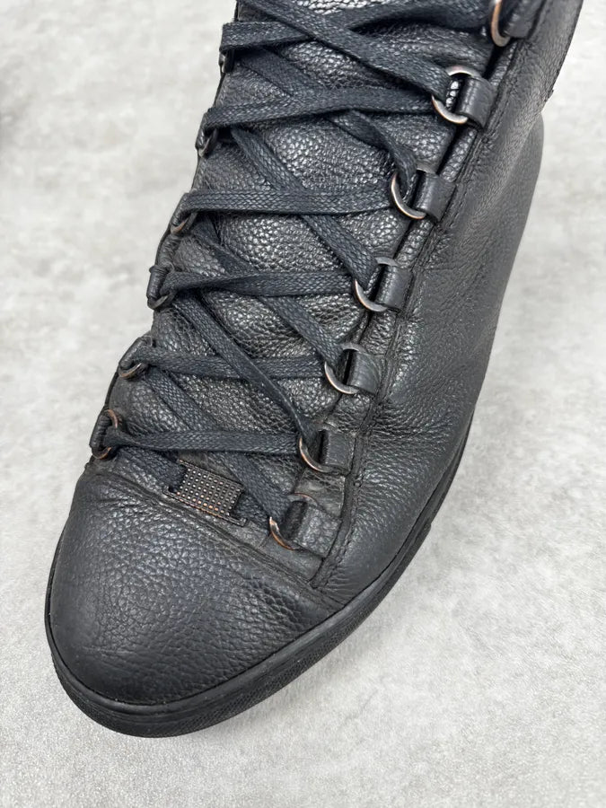 Balenciaga Arena Black Grained Leather High Sneakers TQJFHfs 2