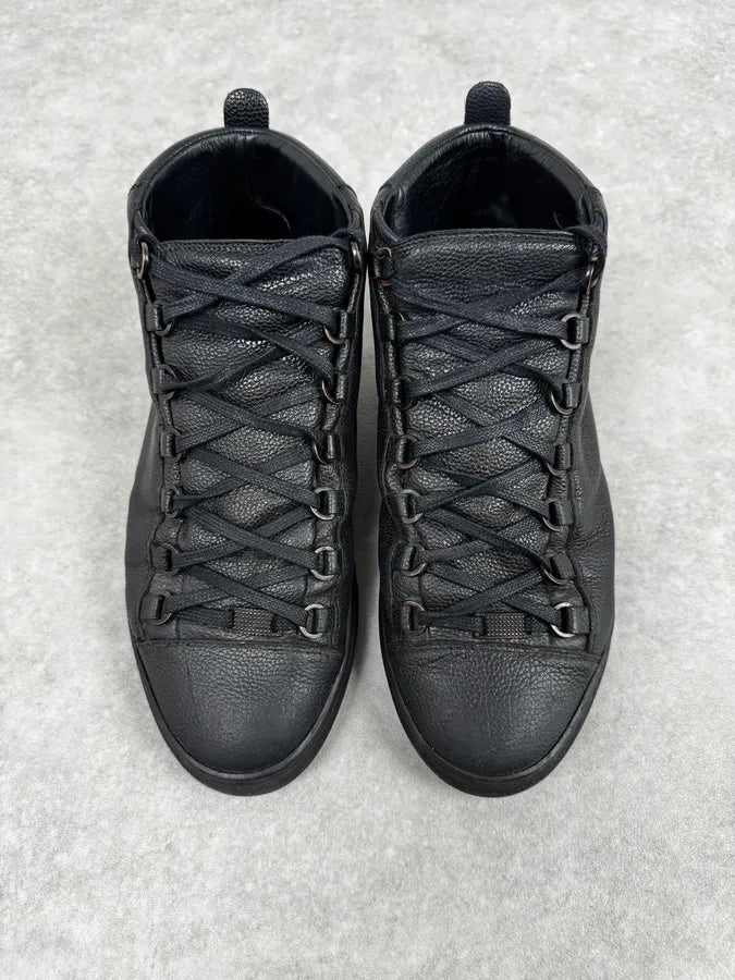 Balenciaga Arena Black Grained Leather High Sneakers TQJFHfs 1