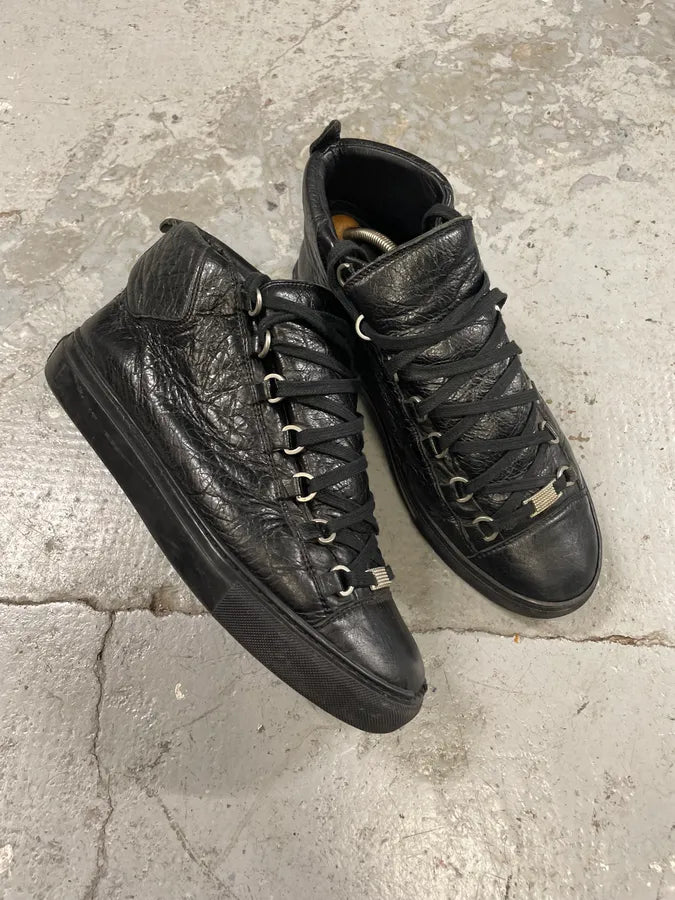 Balenciaga Arena Black High Leather Shoes (42.5eu/us9) bNAFplj 4