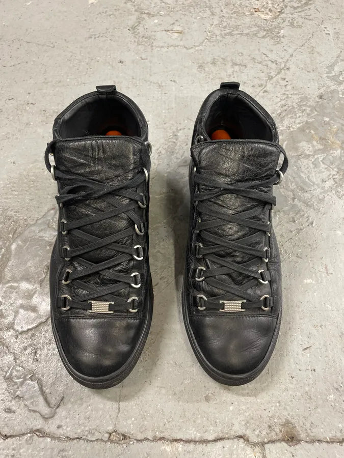 Balenciaga Arena Black High Leather Shoes (43.5eu/us9.5) 1