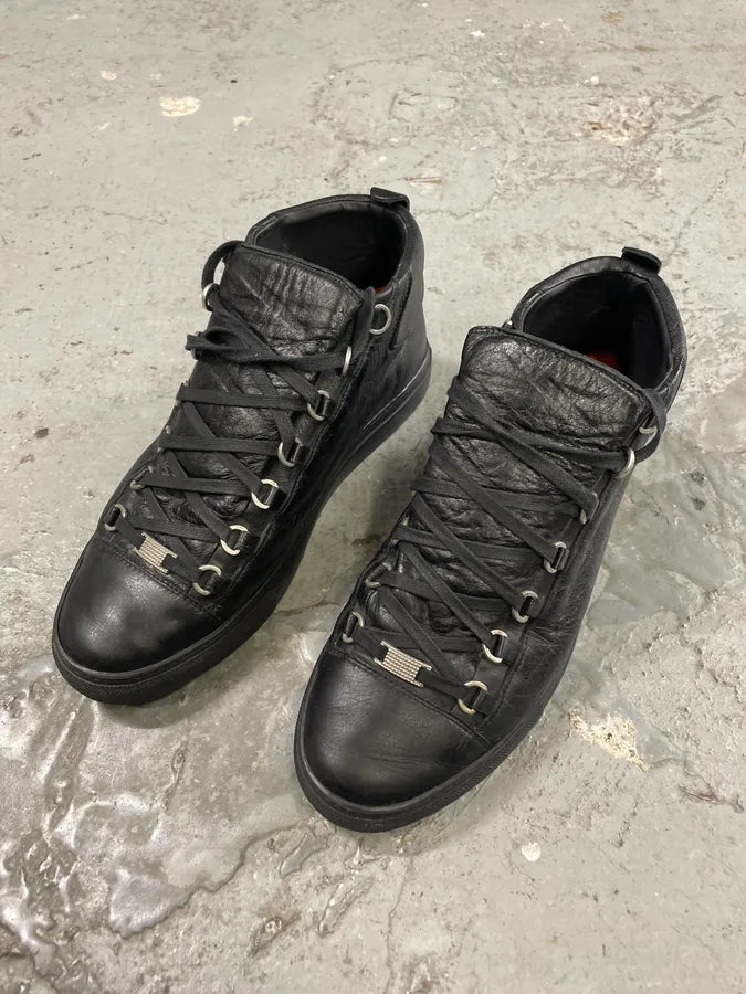 Balenciaga Arena Black High Leather Shoes (43.5eu/us9.5) 2