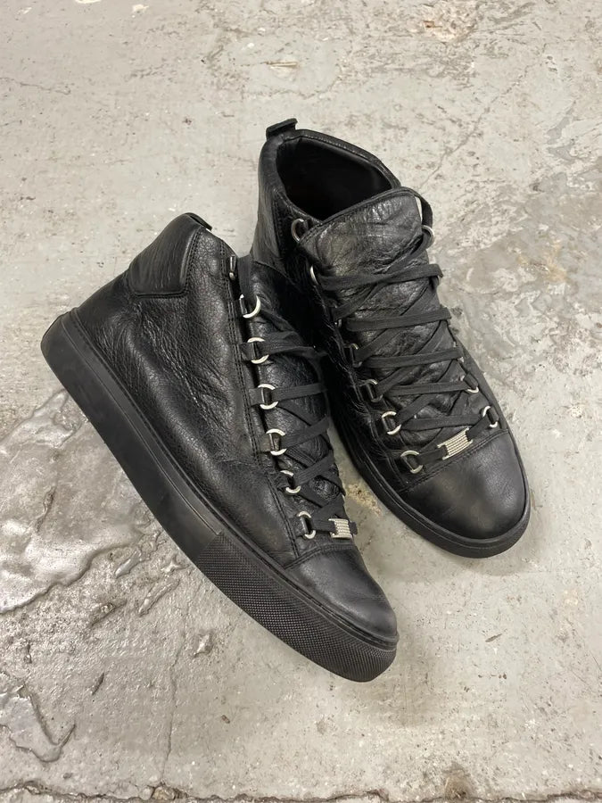 Balenciaga Arena Black High Leather Shoes (43.5eu/us9.5) 4