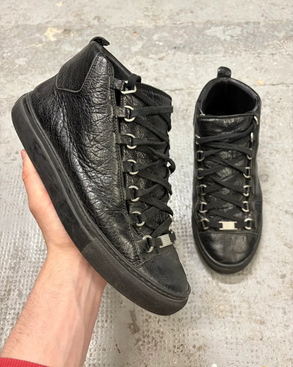 Balenciaga Arena Black High Leather Sneakers (40.5eu/us7.5) FkUjzje 0