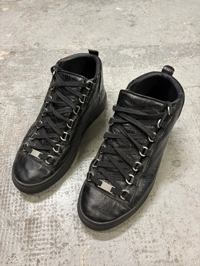 Balenciaga Arena Black High Leather Sneakers (40.5eu/us7.5) FkUjzje 2