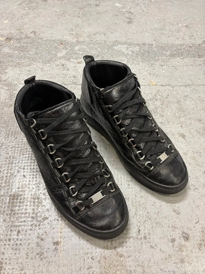 Balenciaga Arena Black High Leather Sneakers (40.5eu/us7.5) FkUjzje 3