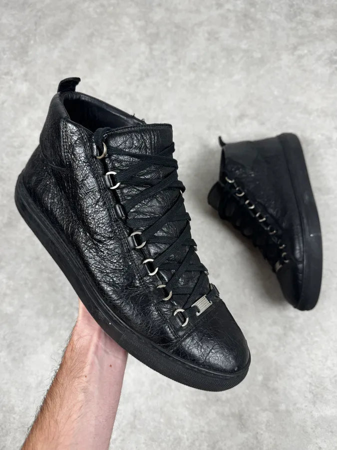 Balenciaga Arena Black High Leather Sneakers kYpbhjV 0