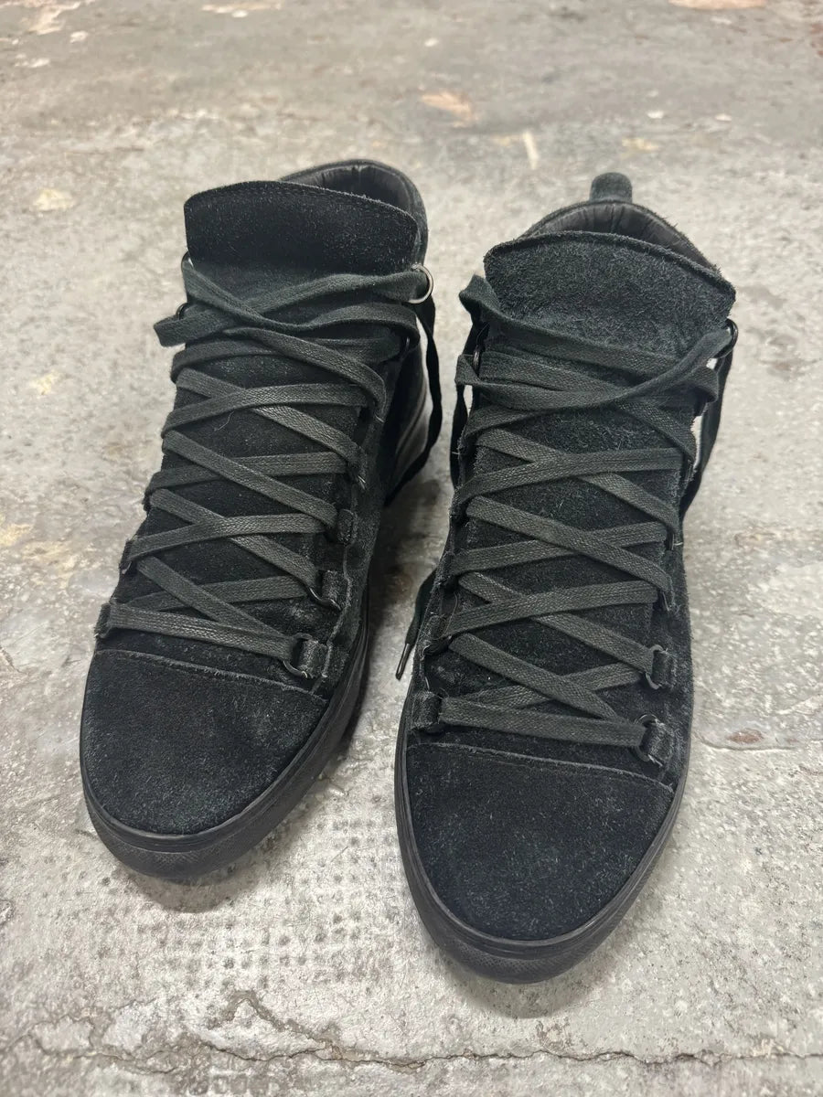 Balenciaga Arena Black High Suede Leather Shoes (42.5eu/us9) 5