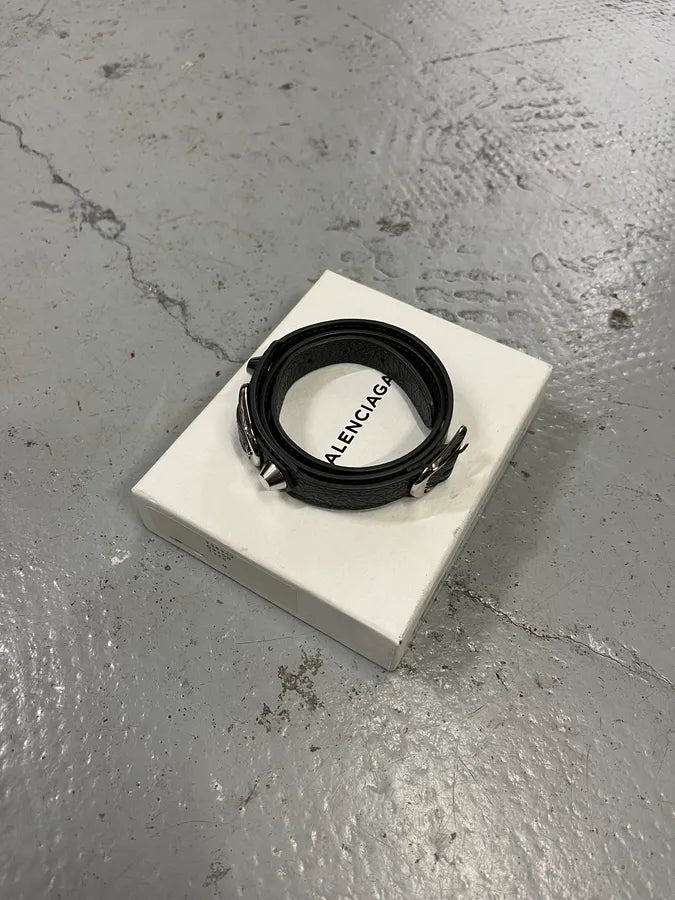 Balenciaga Arena Black Leather Bracelet cdfNRKO 1