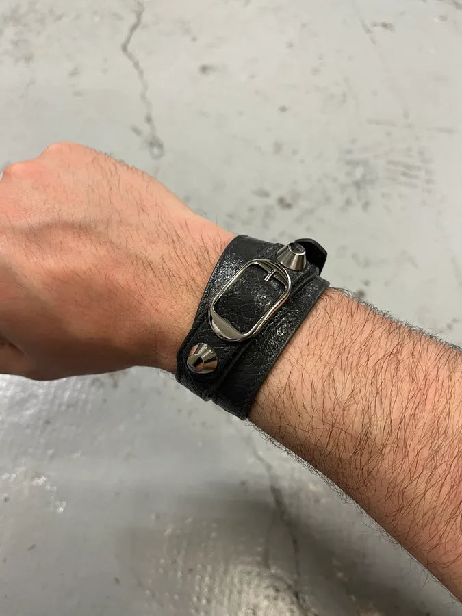 Balenciaga Arena Black Leather Bracelet cdfNRKO 2