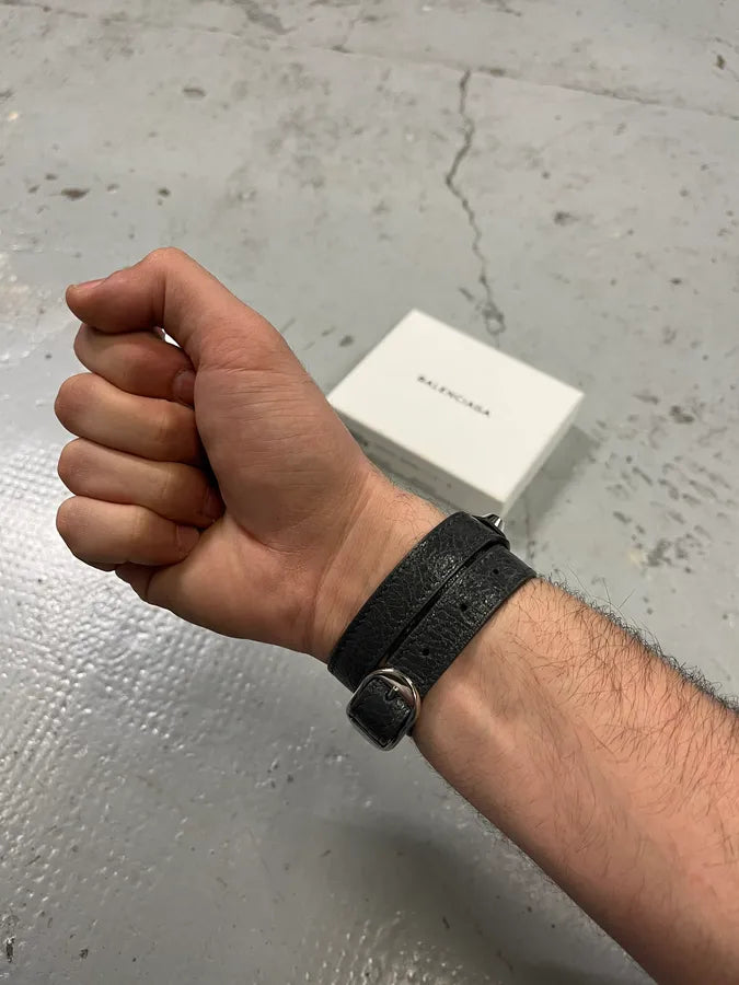 Balenciaga Arena Black Leather Bracelet cdfNRKO 3
