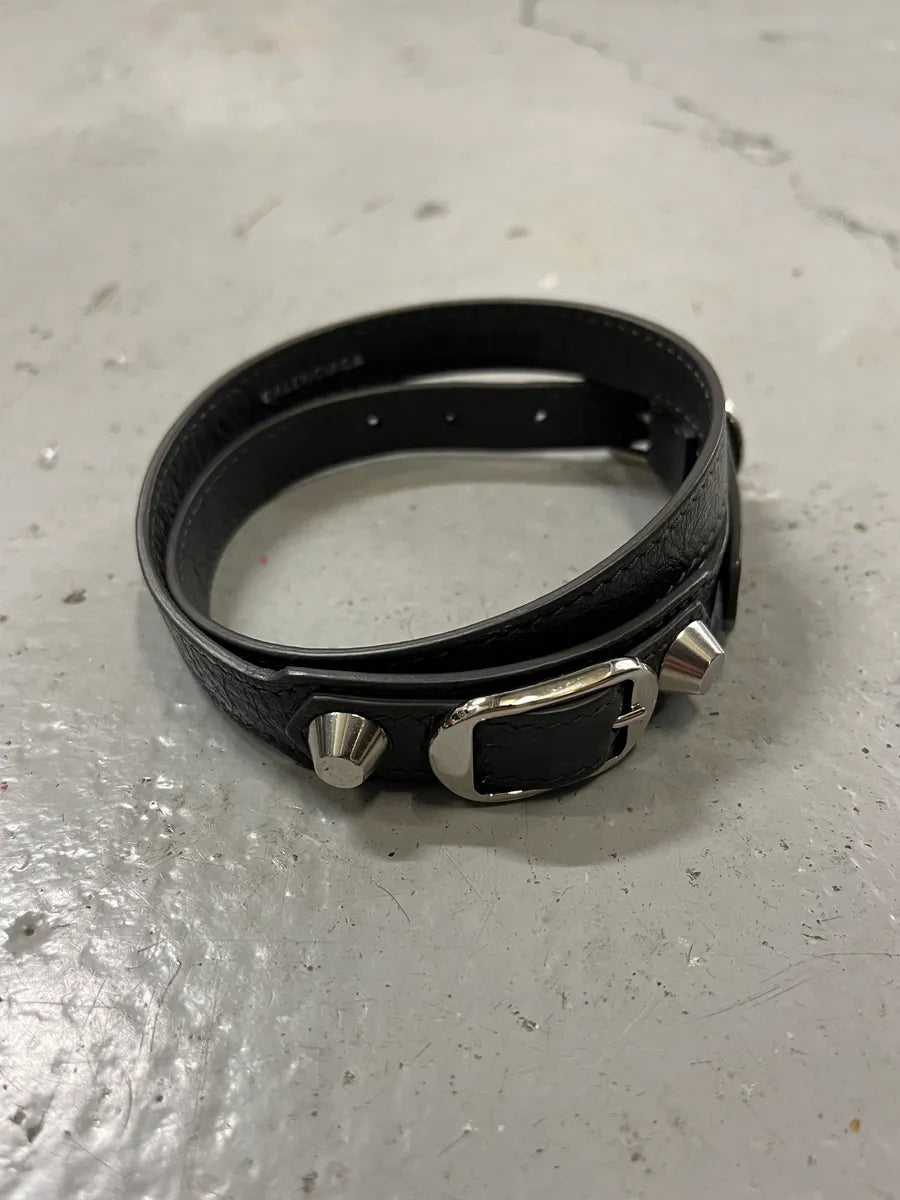 Balenciaga Arena Black Leather Bracelet cdfNRKO 4