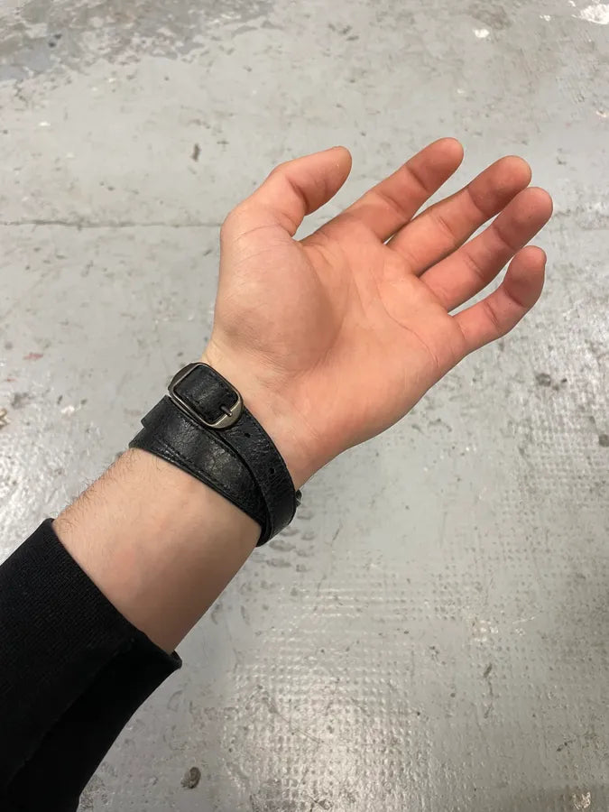 Balenciaga Arena Black Leather Bracelet (OS) 1