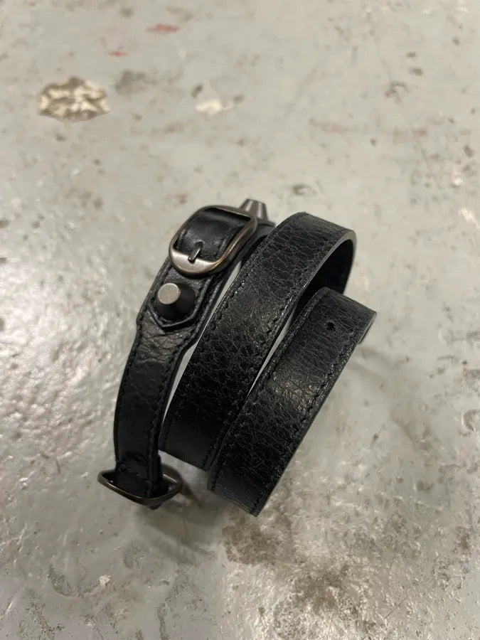 Balenciaga Arena Black Leather Bracelet (OS) 4