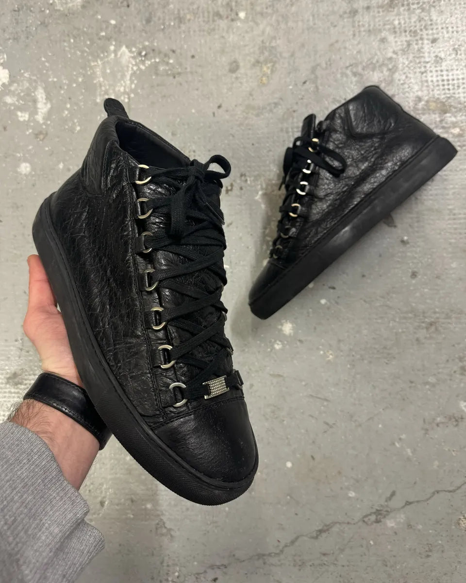 Balenciaga Arena Black Leather High Shoes (42eu/us8.5) 0