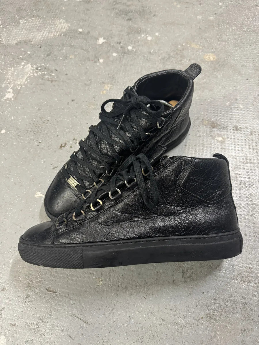 Balenciaga Arena Black Leather High Shoes (42eu/us8.5) 7