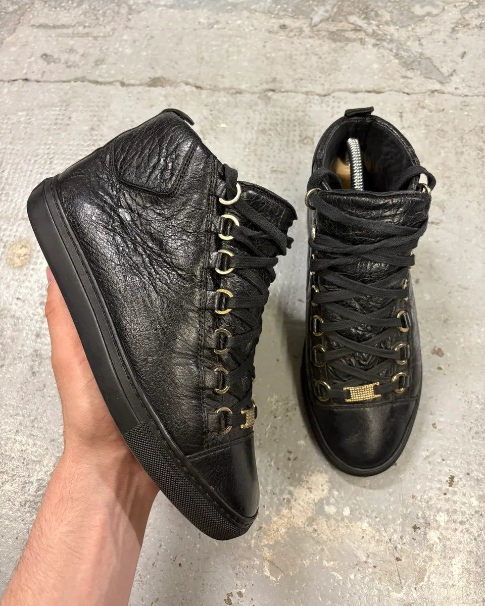 Balenciaga Arena Black Leather High Sneakers (38.5eu/us6) QaIUssg 0