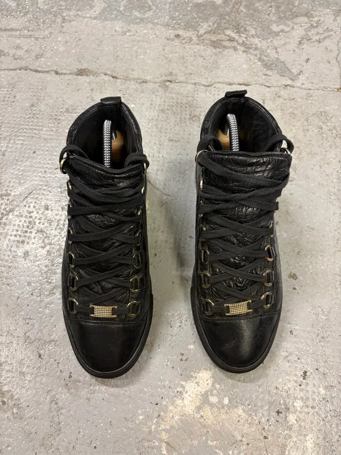 Balenciaga Arena Black Leather High Sneakers (38.5eu/us6) QaIUssg 1