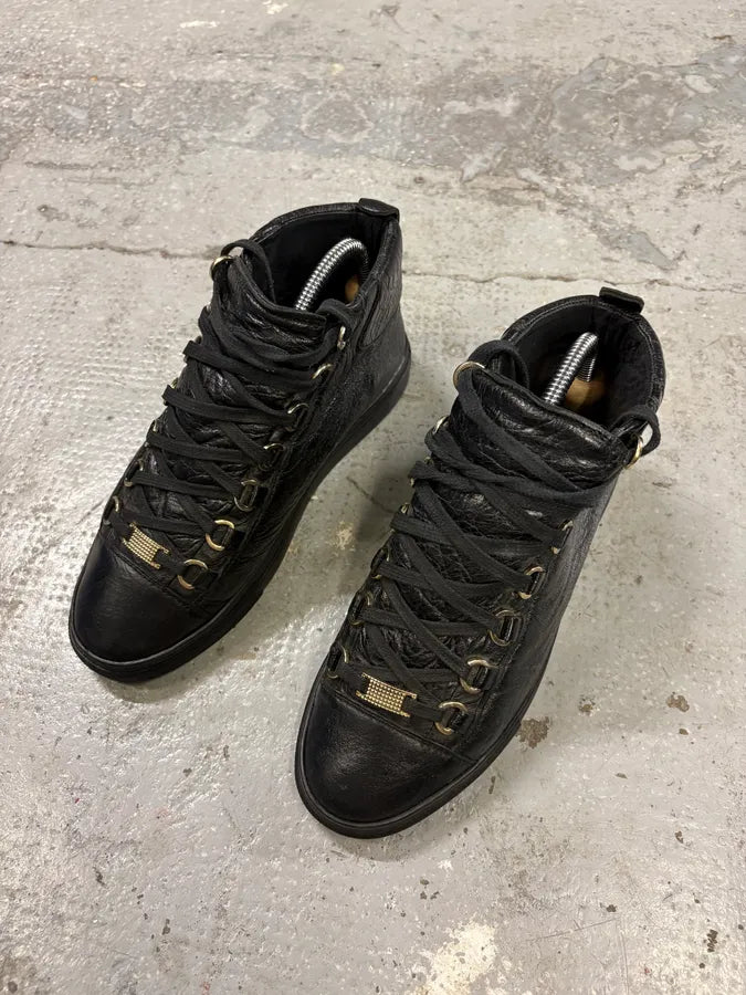 Balenciaga Arena Black Leather High Sneakers (38.5eu/us6) QaIUssg 2
