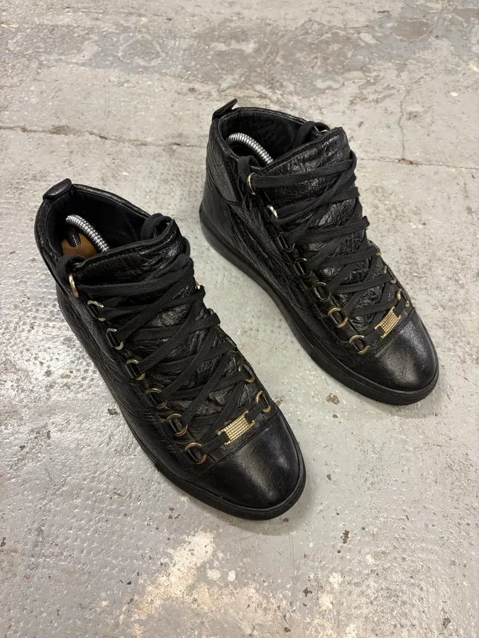 Balenciaga Arena Black Leather High Sneakers (38.5eu/us6) QaIUssg 3