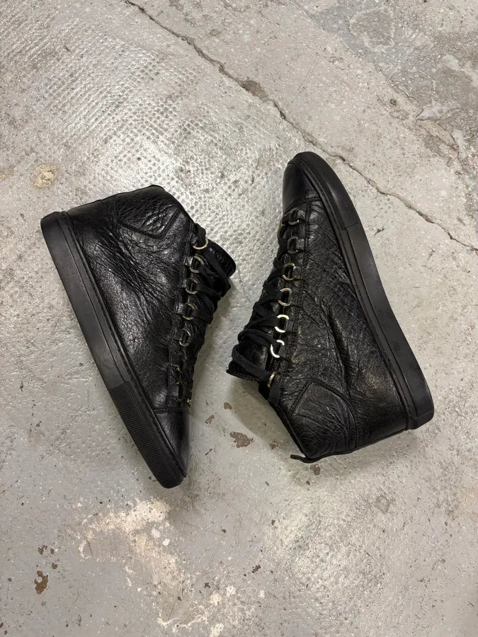 Balenciaga Arena Black Leather High Sneakers (38.5eu/us6) QaIUssg 5