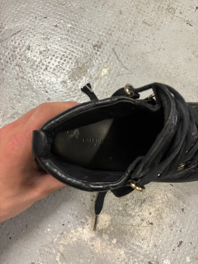 Balenciaga Arena Black Leather High Sneakers (38.5eu/us6) QaIUssg 9