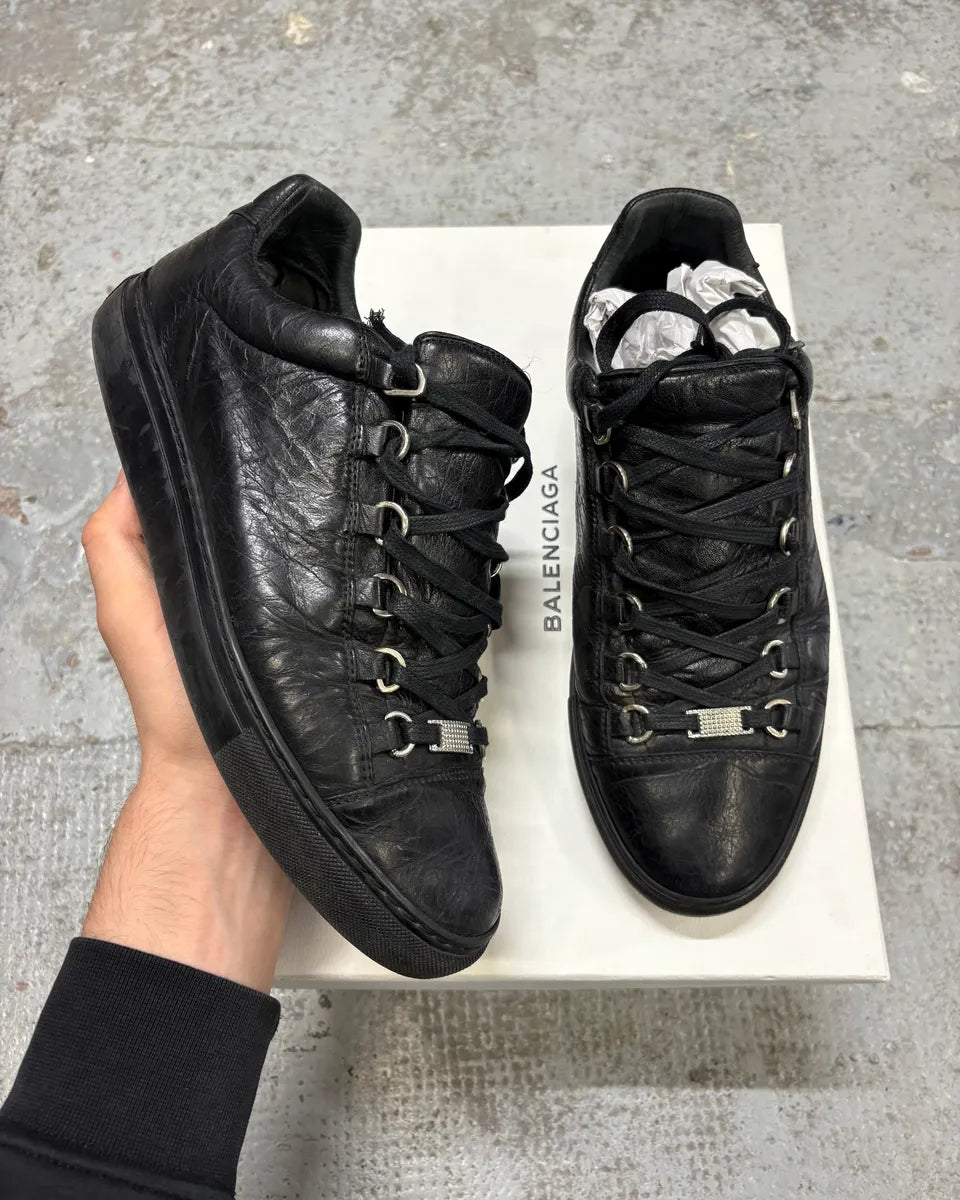 Balenciaga Arena Black Leather Low Sneakers lLVMFVv 0