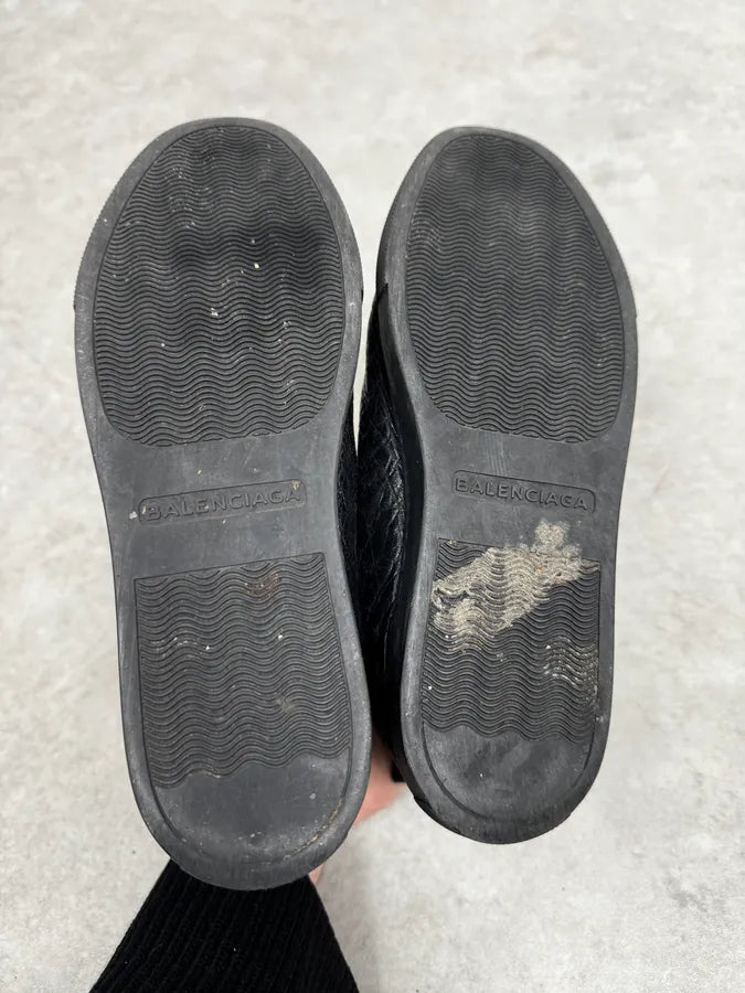 Balenciaga Arena High Black Leather Sneakers aAUWMqN 4