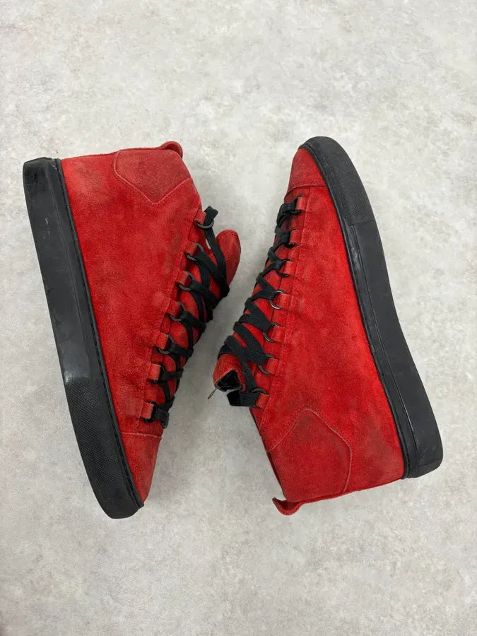 Balenciaga Arena Black & Red Suede Leather High Sneakers YiEFosG 5