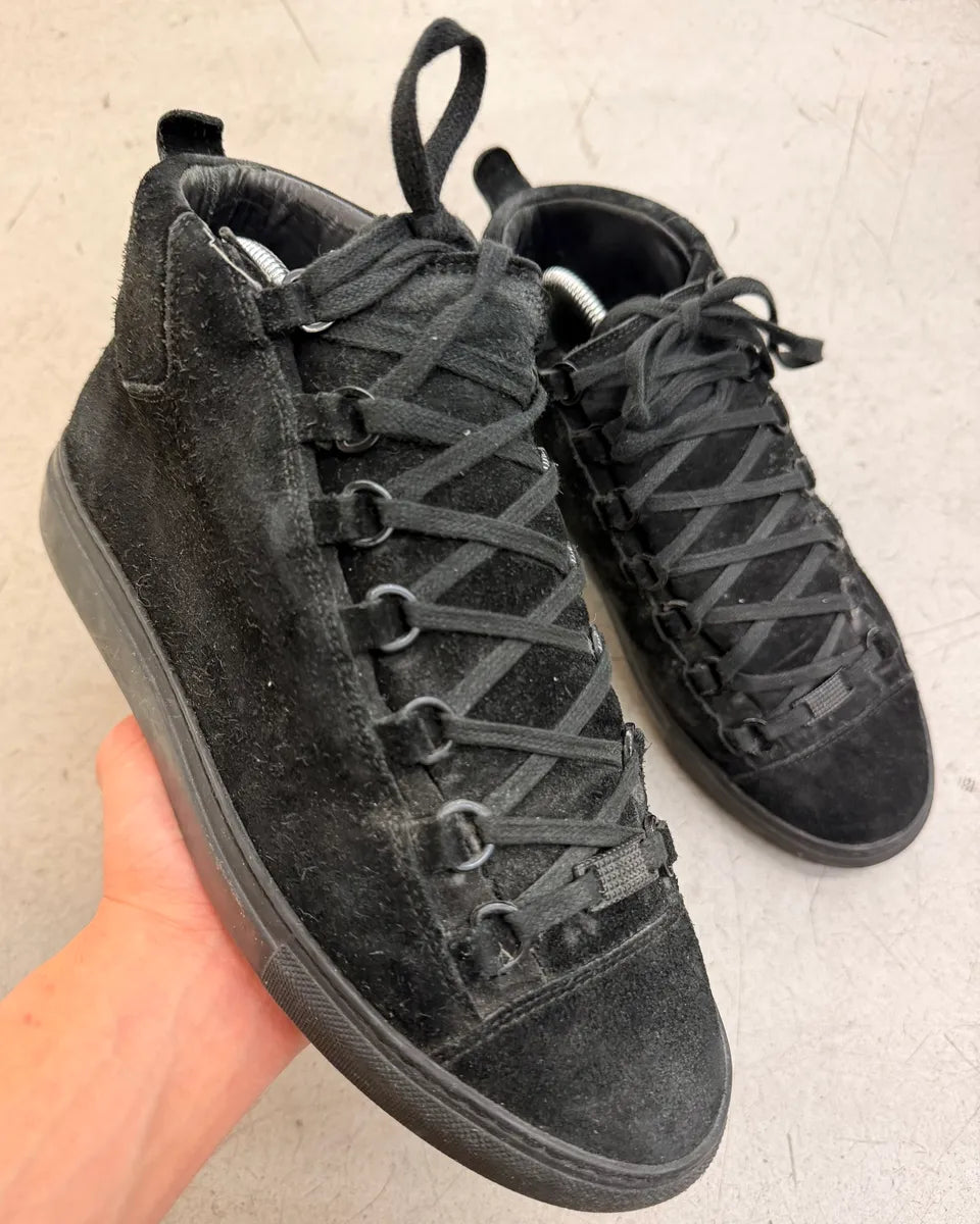 Balenciaga Arena Black Suede High Leather Sneakers avsYehx 0