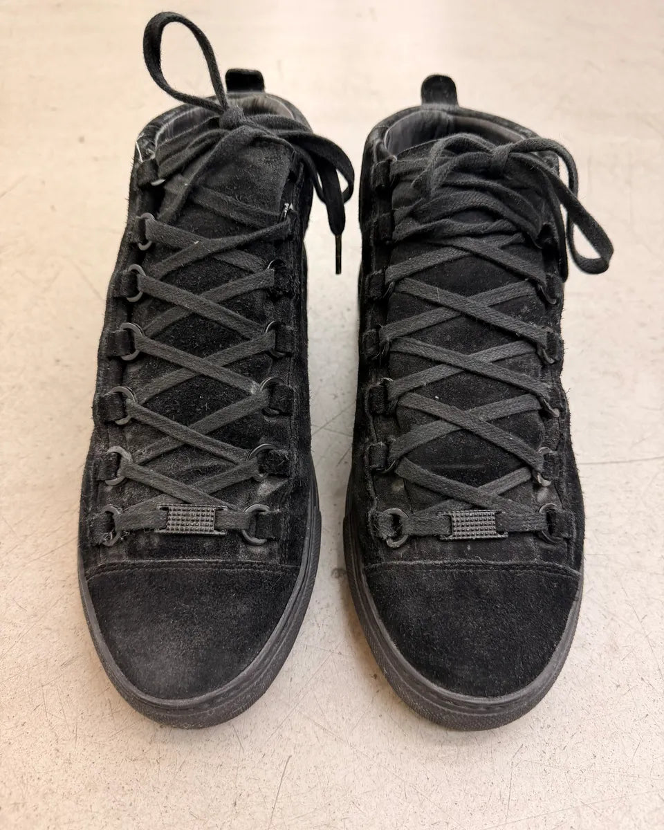 Balenciaga Arena Black Suede High Leather Sneakers avsYehx 2