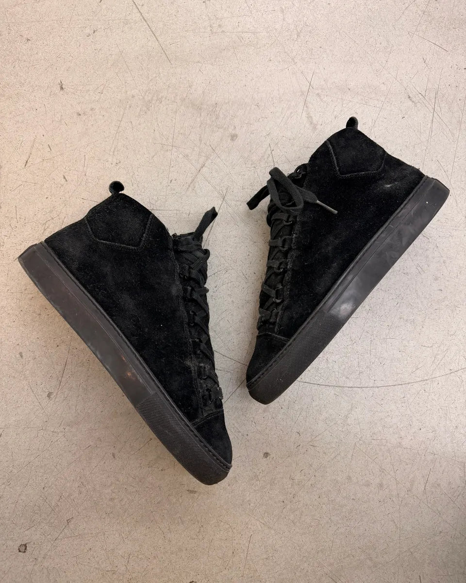 Balenciaga Arena Black Suede High Leather Sneakers avsYehx 4