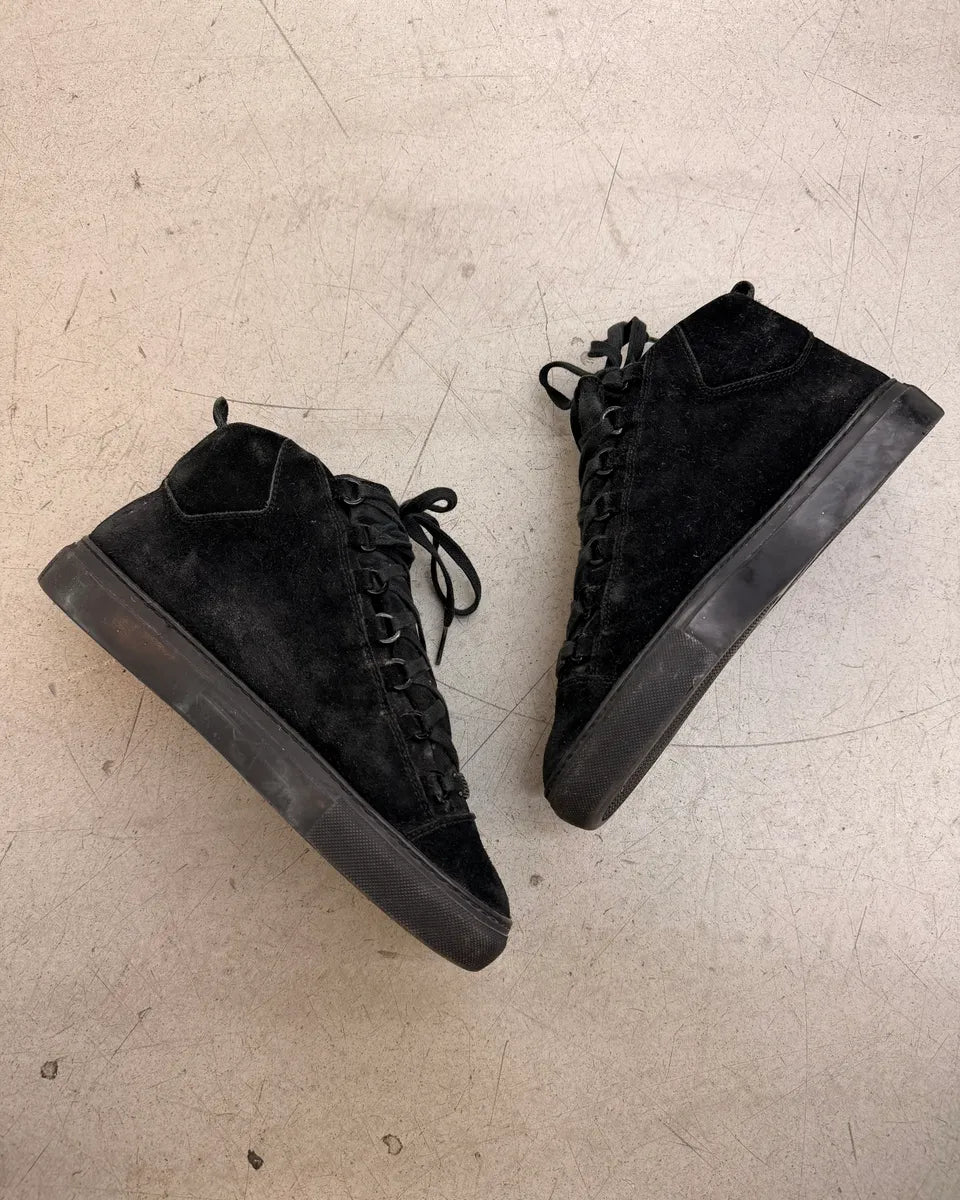 Balenciaga Arena Black Suede High Leather Sneakers avsYehx 5