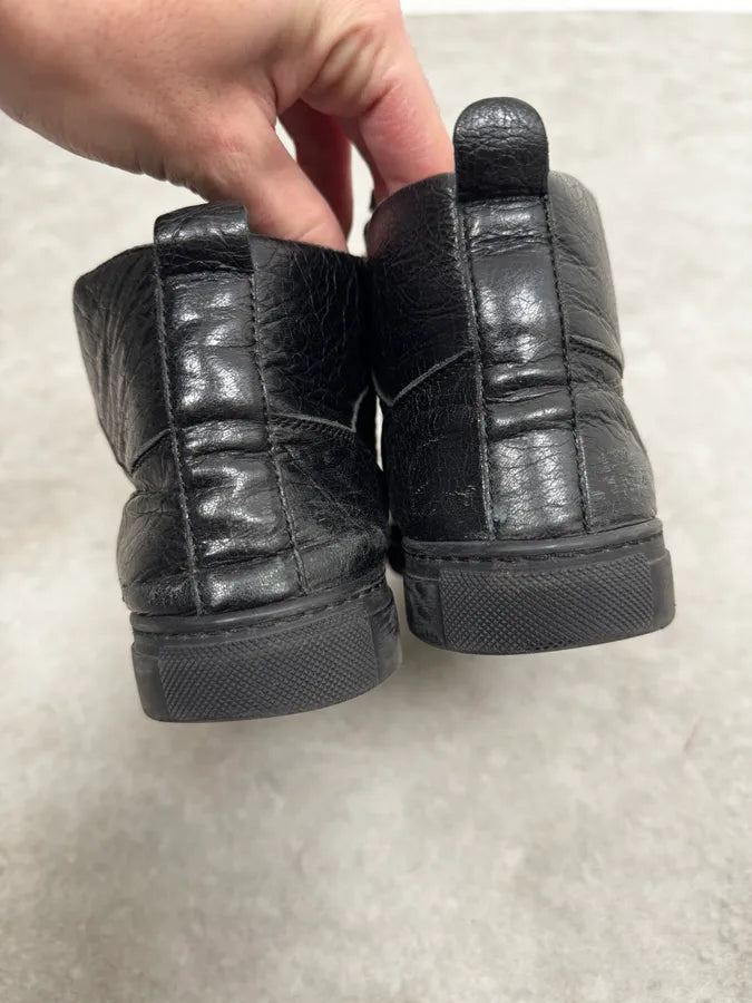 Balenciaga Arena High Black Leather Sneakers aAUWMqN 3