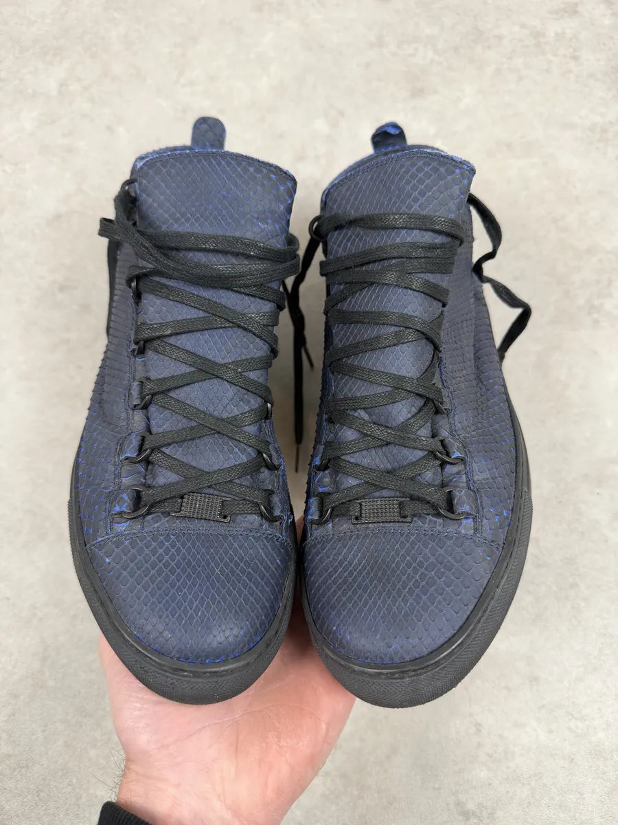 Balenciaga Arena Blue & Black Python Snakeskin Effect Leather High Sneakers kMHQadi 2