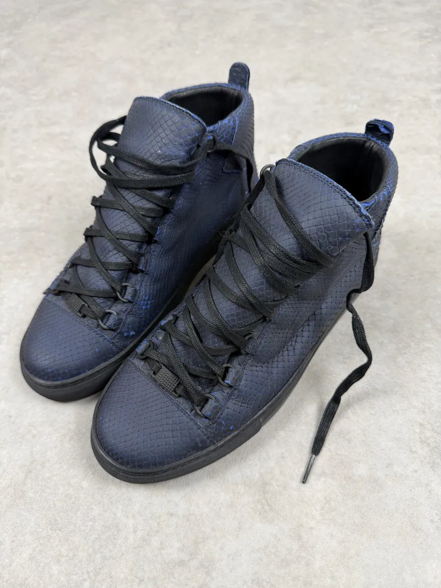 Balenciaga Arena Blue & Black Python Snakeskin Effect Leather High Sneakers kMHQadi 3