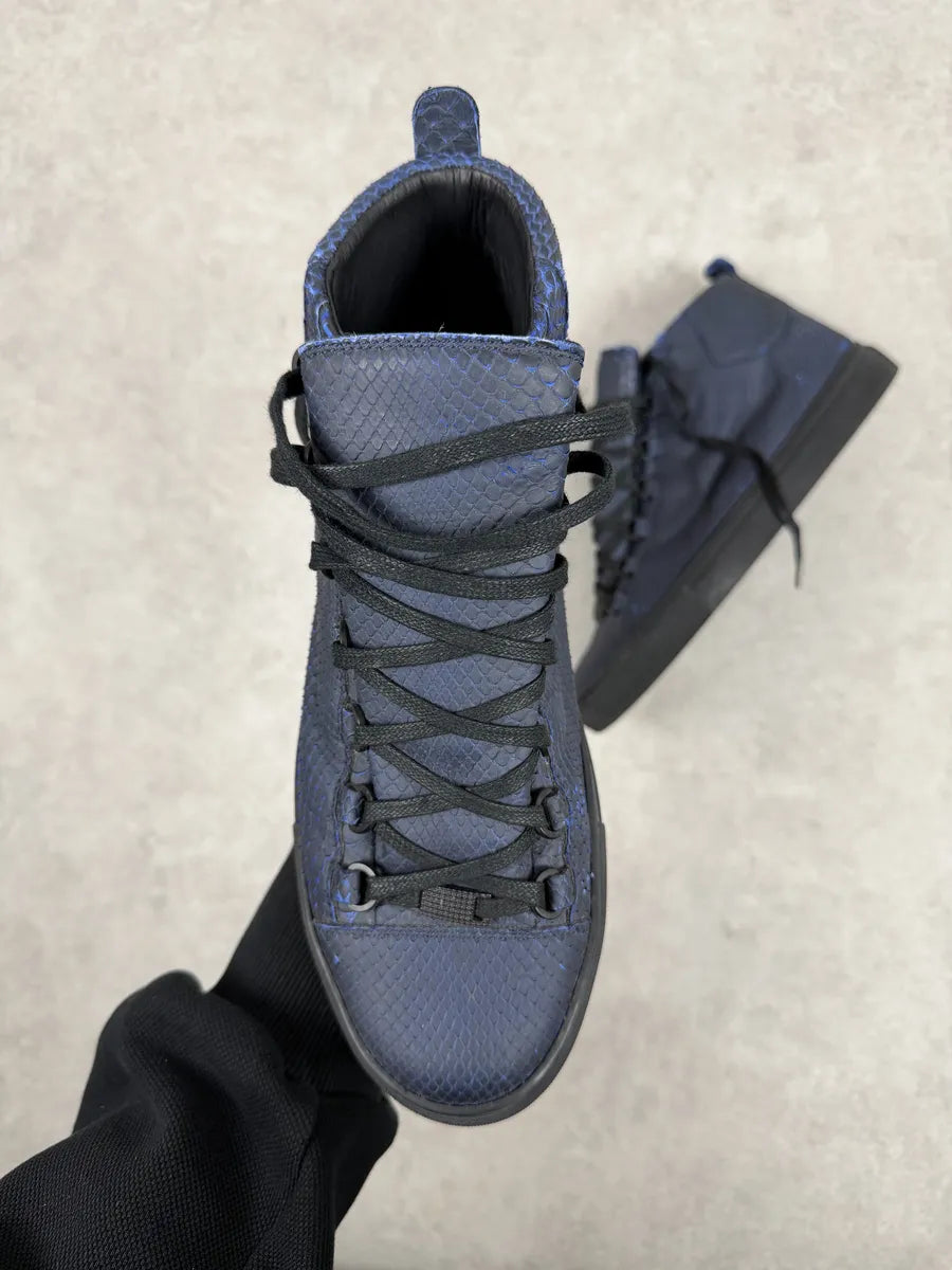 Balenciaga Arena Blue & Black Python Snakeskin Effect Leather High Sneakers kMHQadi 4