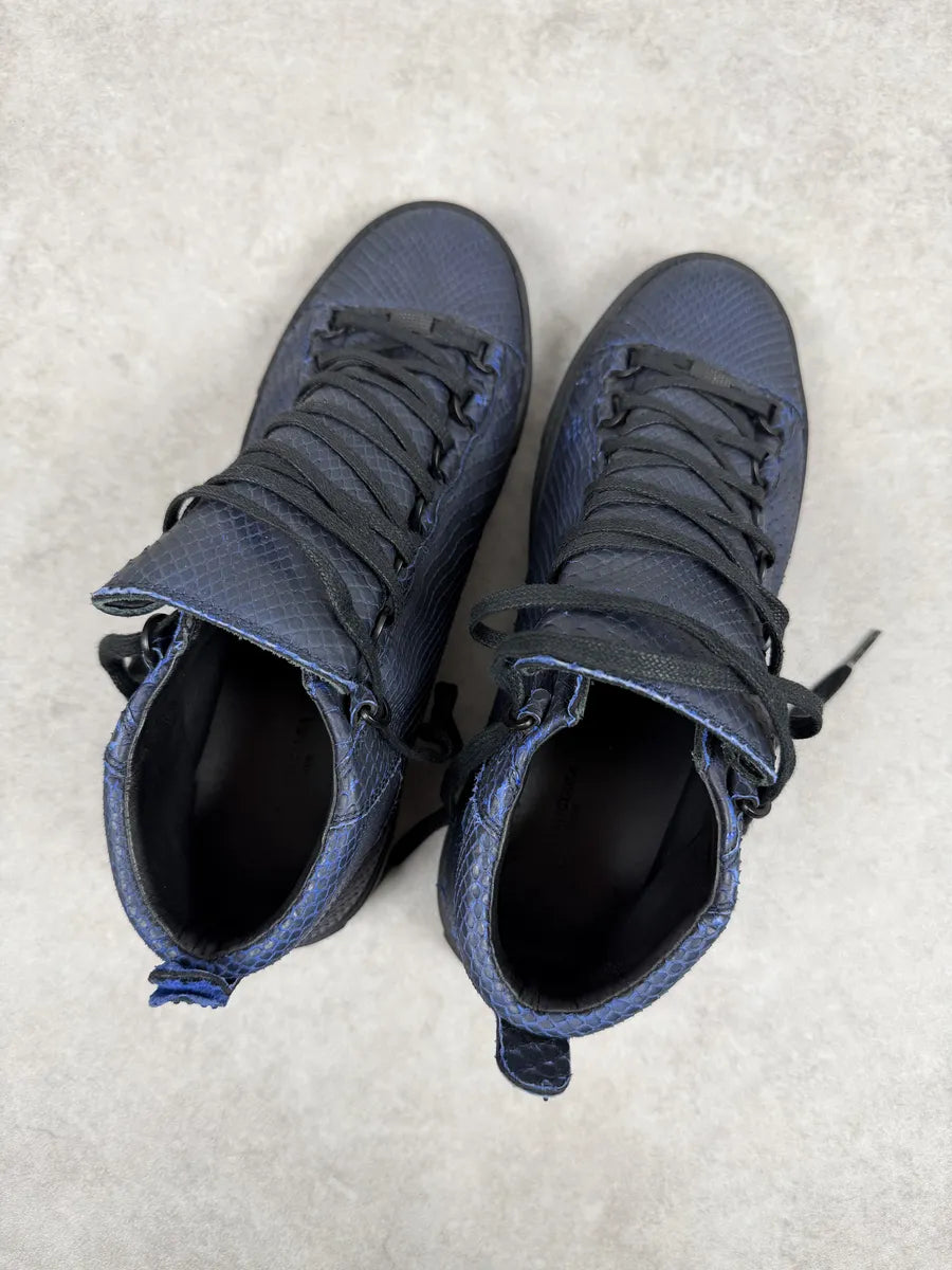 Balenciaga Arena Blue & Black Python Snakeskin Effect Leather High Sneakers kMHQadi 5