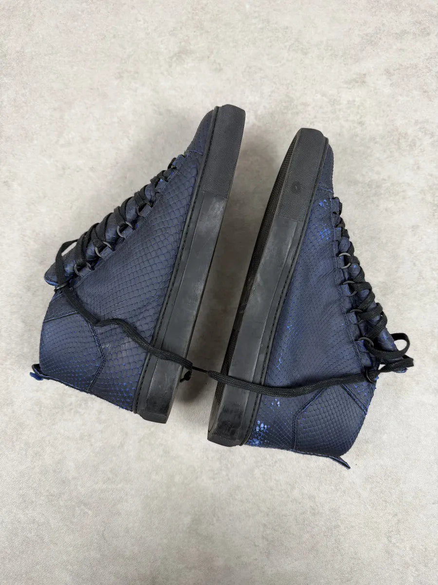 Balenciaga Arena Blue & Black Python Snakeskin Effect Leather High Sneakers kMHQadi 6