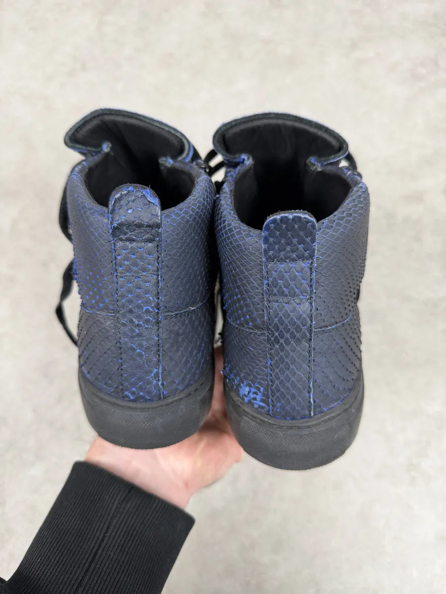Balenciaga Arena Blue & Black Python Snakeskin Effect Leather High Sneakers kMHQadi 7